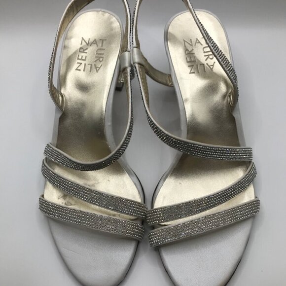 Naturalizer Women's Vanessa White Satin Rhinestone Dress Strappy Sandals Size 7M - Picture 7 of 12